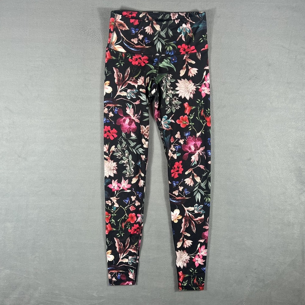 Old Navy Active Go-Dry Women's Small Black Floral High Rise Leggings Yoga Pants